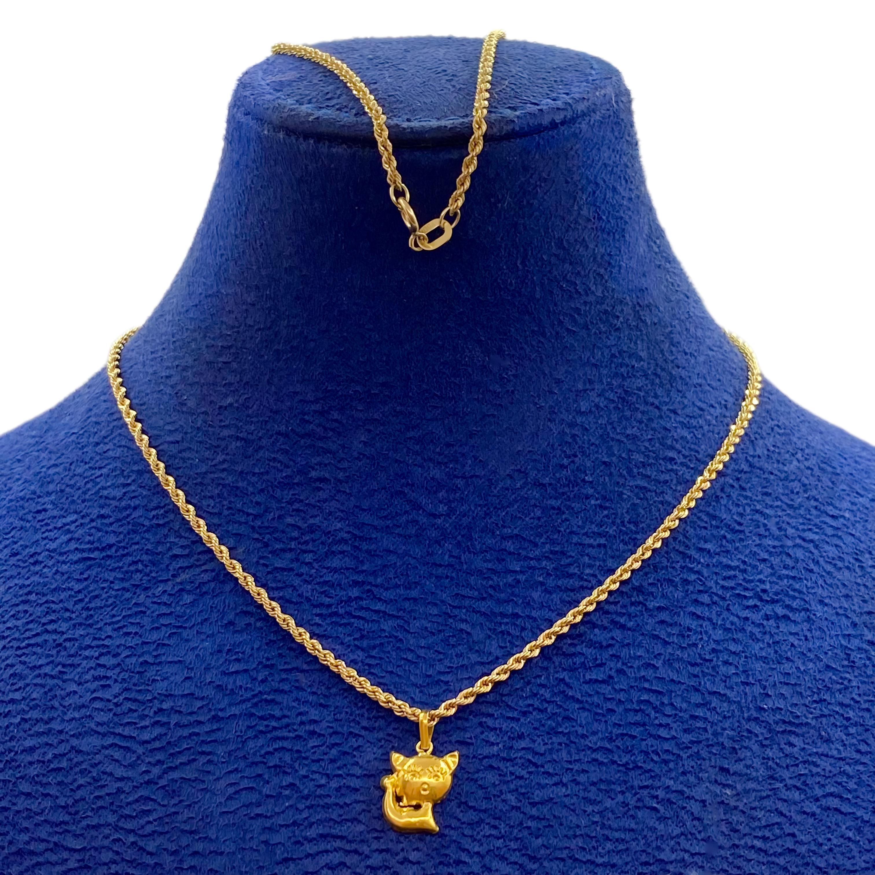 18k Gold Kitty Necklace