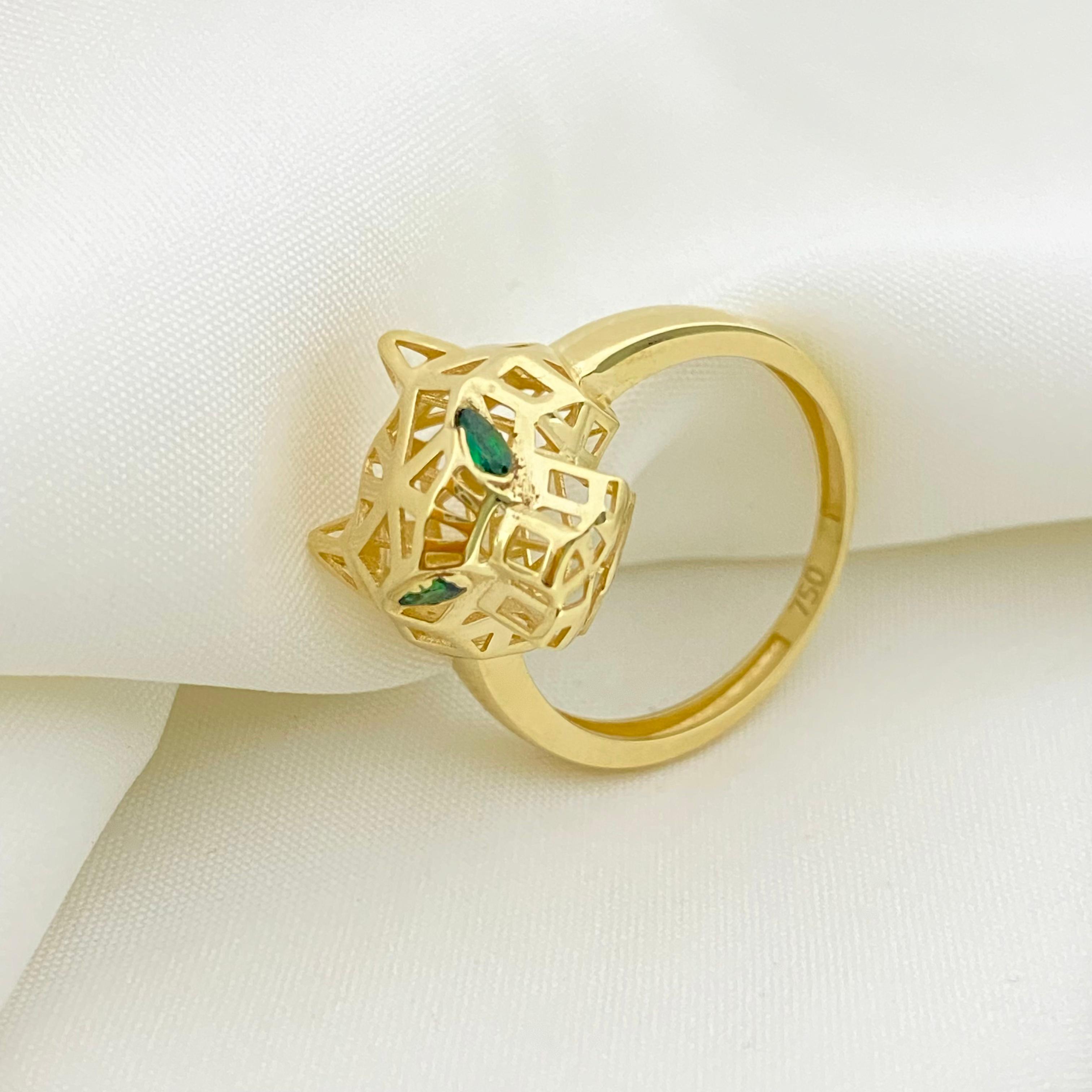 18k Gold Panther Solid RIng