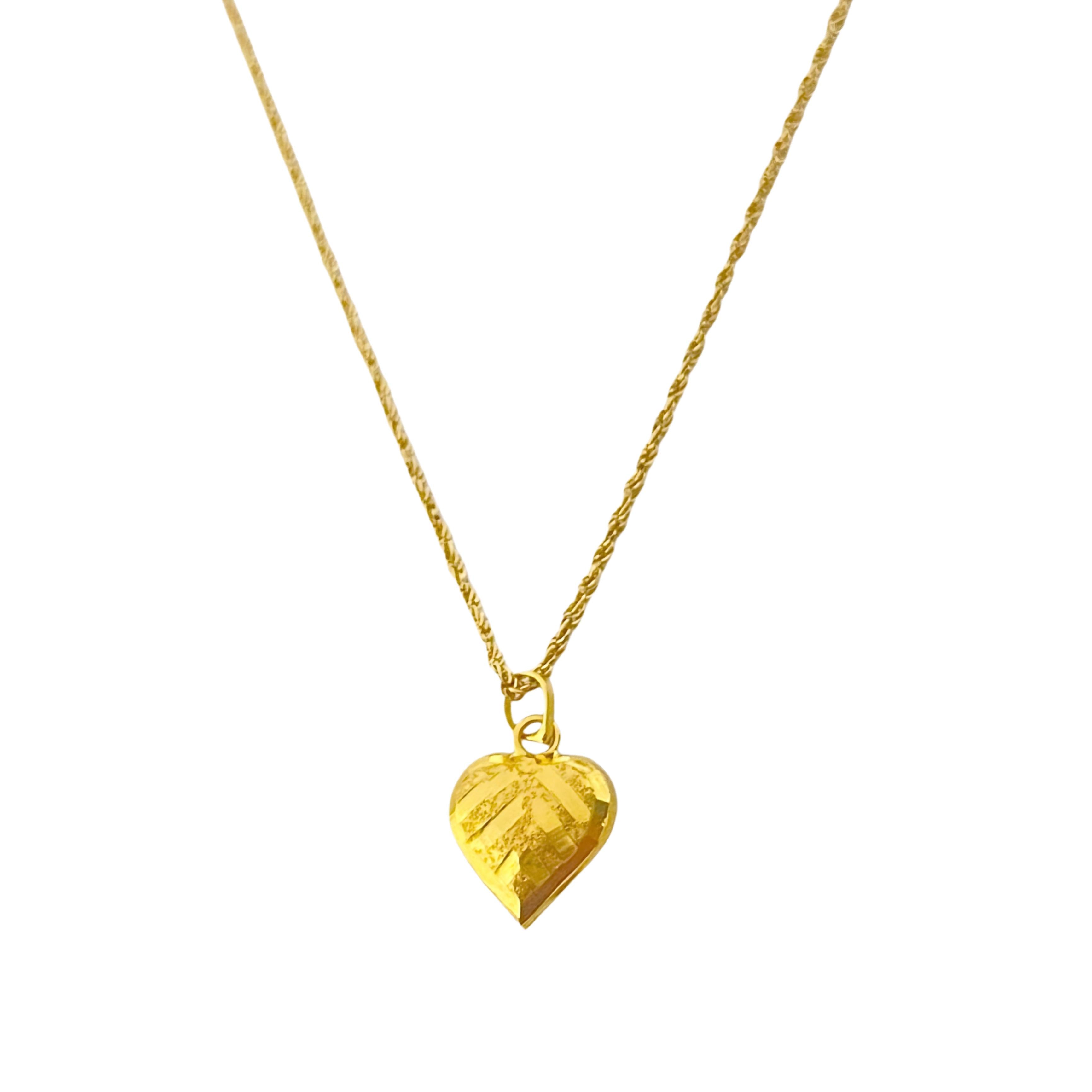 18k Gold Heart Stripe Necklace