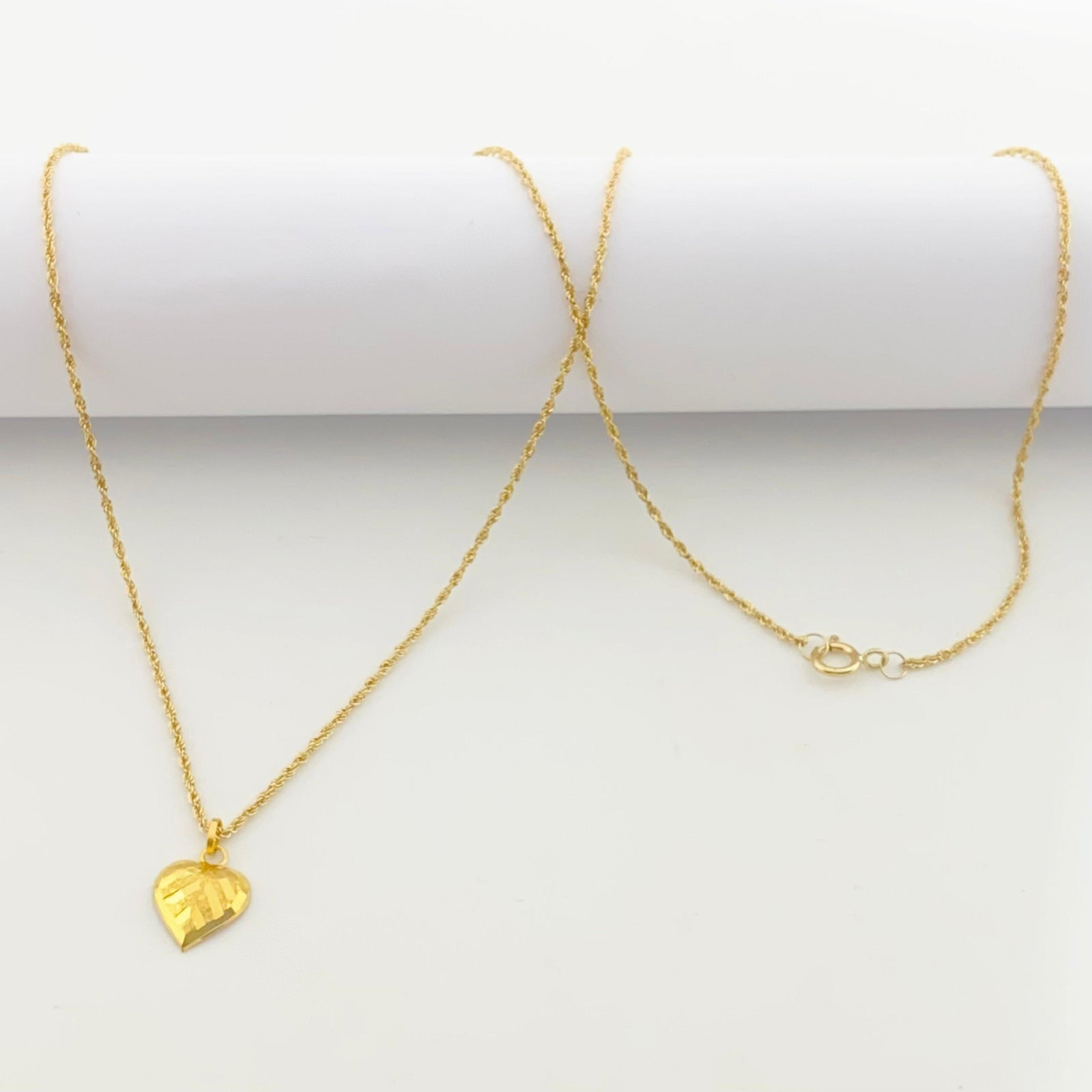 18k Gold Heart Stripe Necklace - 18k Gold Necklace - Embellish Gold