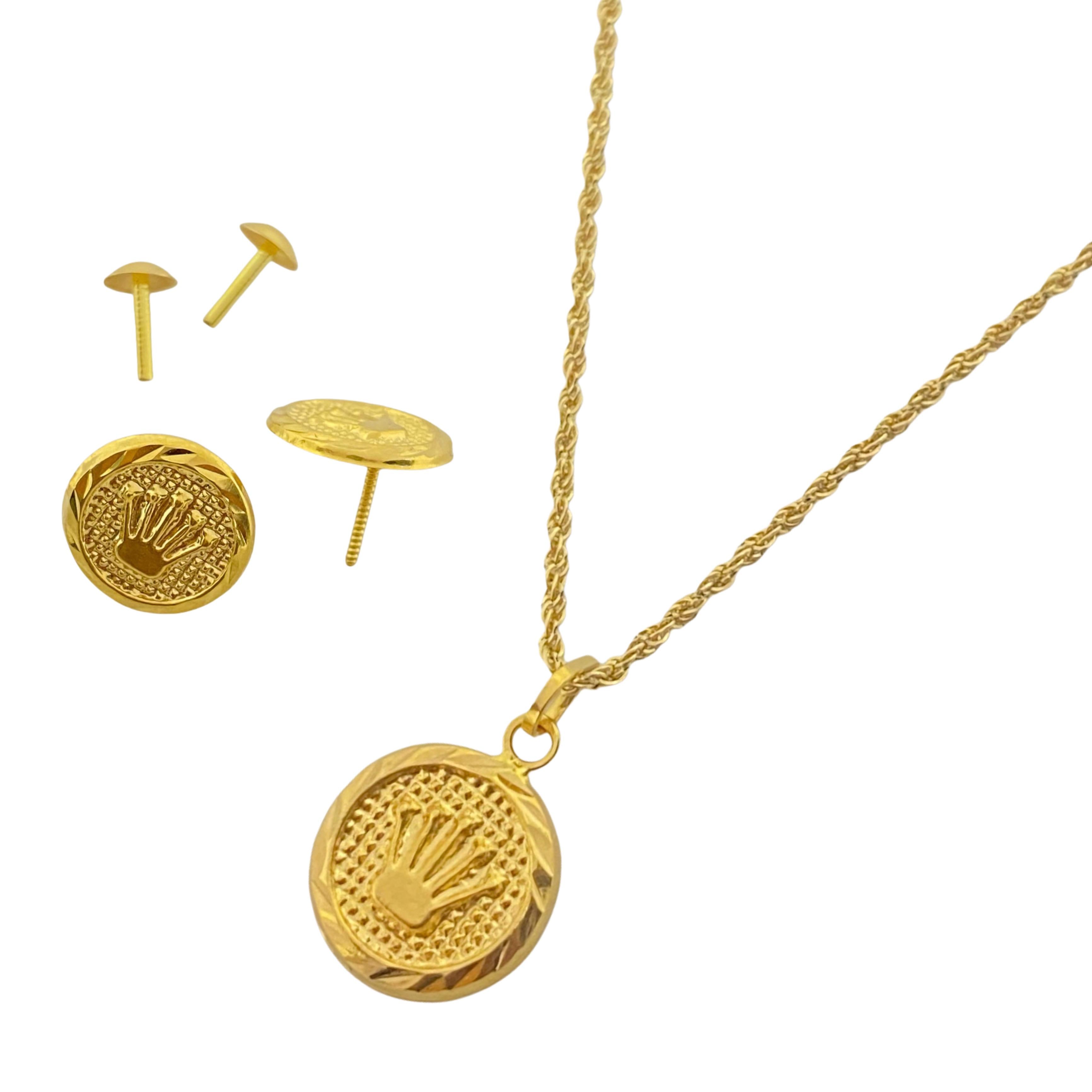 18k Gold Circle Crown Jewelry Set