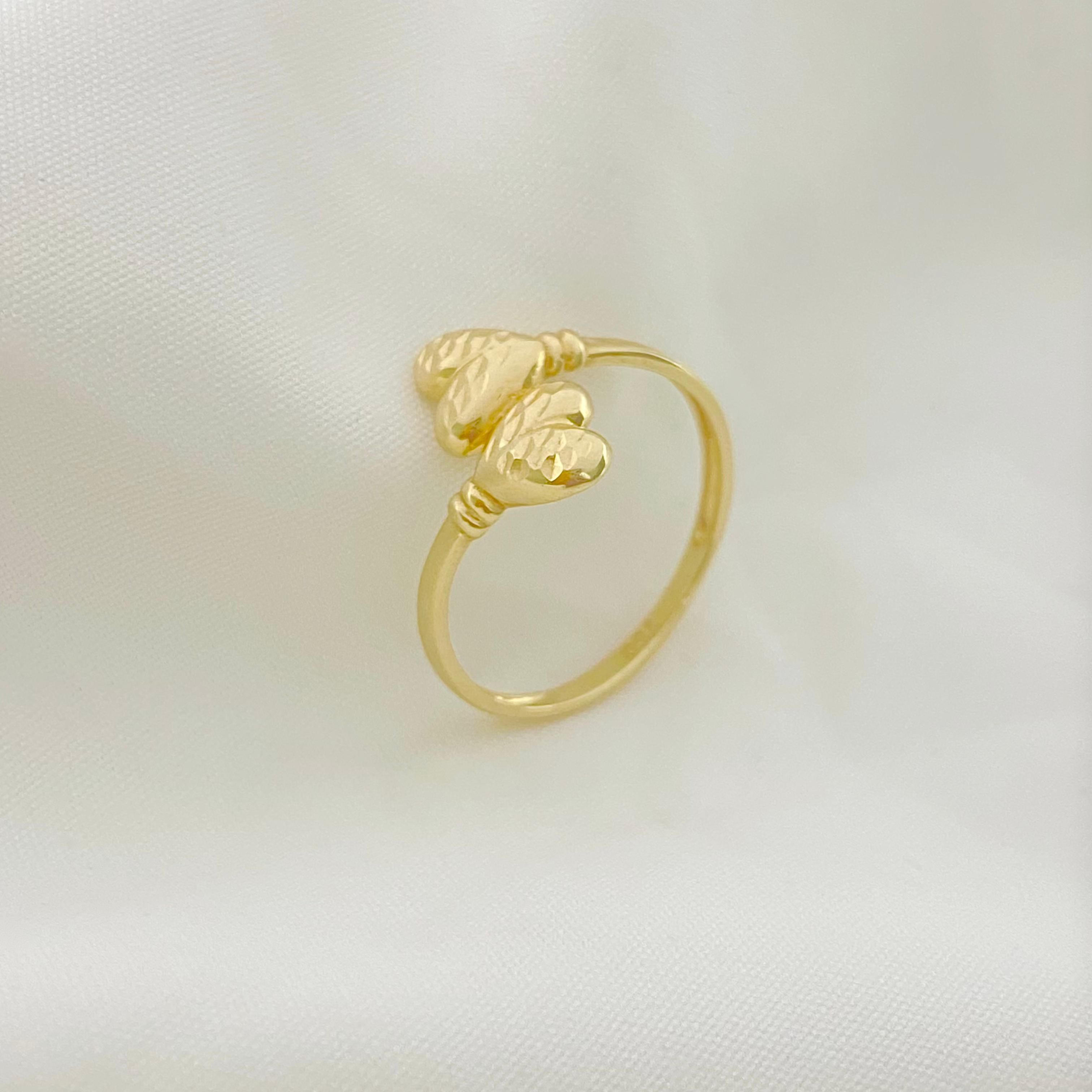 18k Gold Double Edge Heart Ring