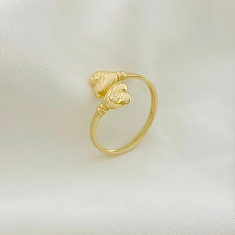 18k Gold Double Edge Heart Ring - 18k Gold Ring - Embellish Gold