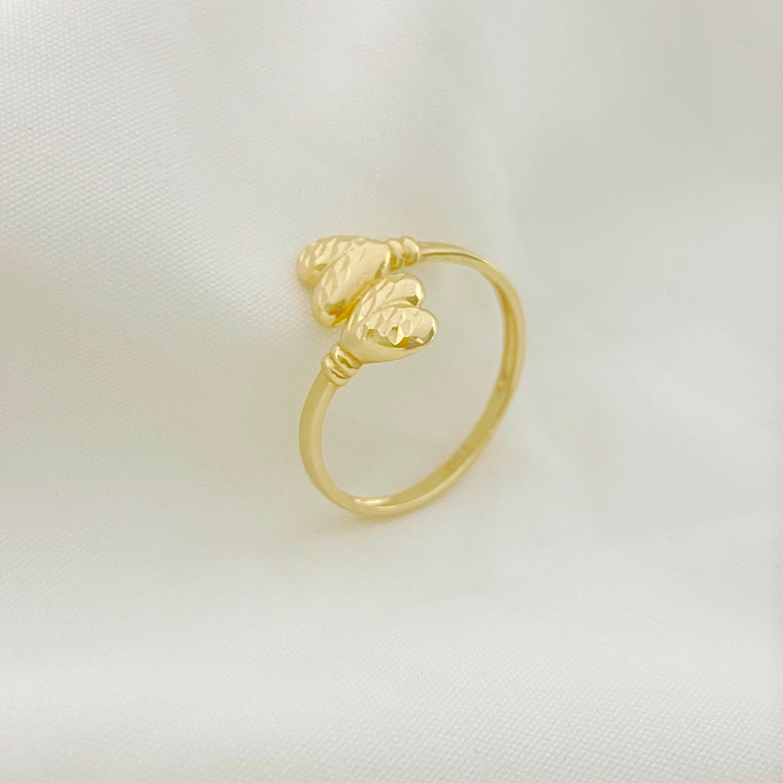 18k Gold Double Edge Heart Ring - 18k Gold Ring - Embellish Gold