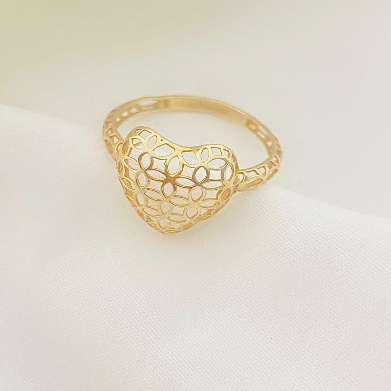 18k Gold Heart Money Ring - 18k Gold Ring - Embellish Gold