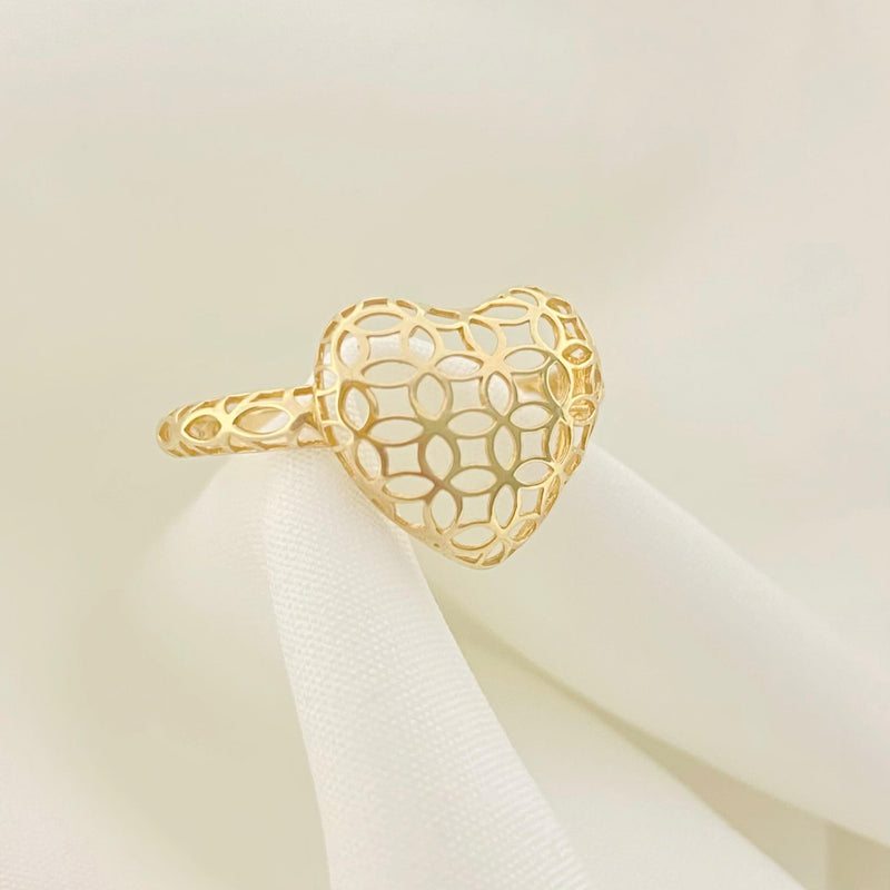18k Gold Heart Money Ring - 18k Gold Ring - Embellish Gold