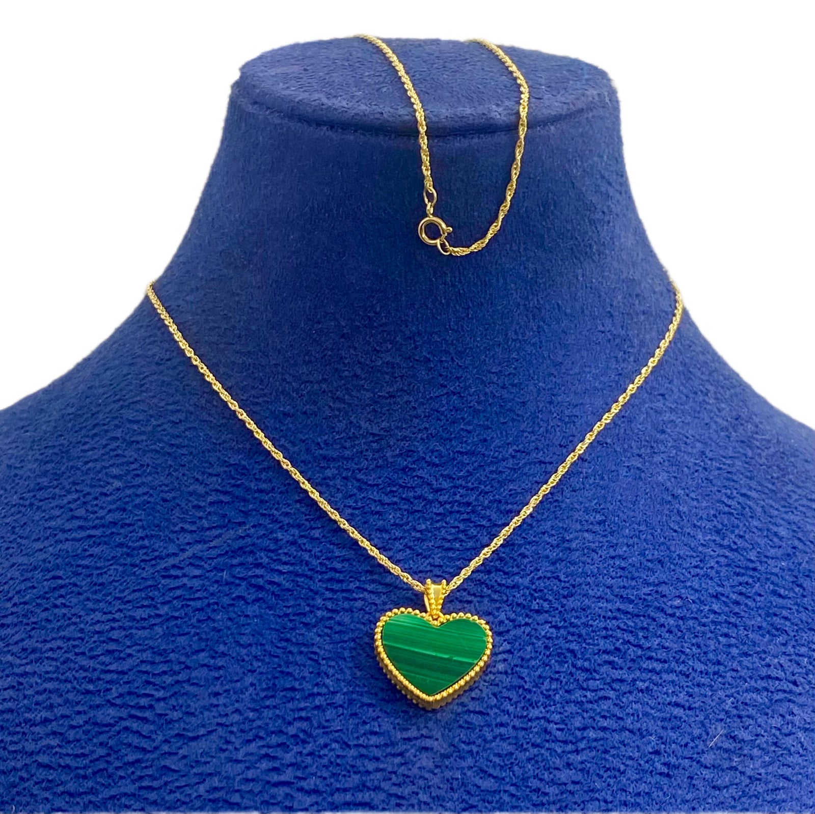 18k Gold Malachite Heart Necklace - 18k Gold Necklace - Embellish Gold
