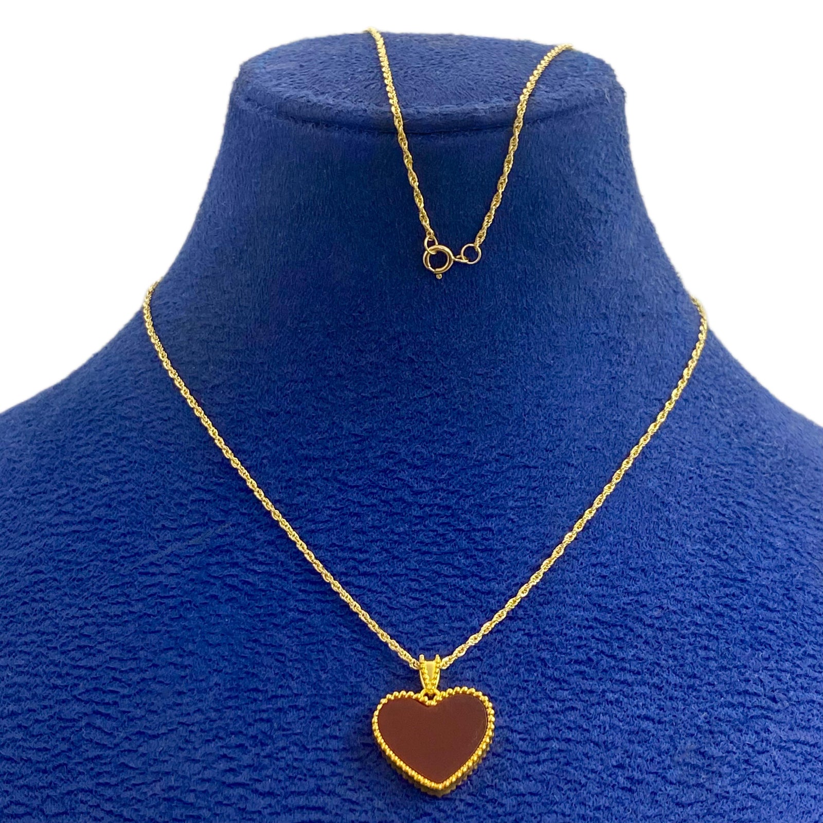 18k Gold Agate Heart Necklace - 18k Gold Necklace - Embellish Gold