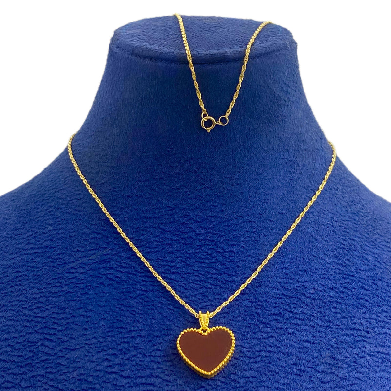 18k Gold Agate Heart Necklace - 18k Gold Necklace - Embellish Gold