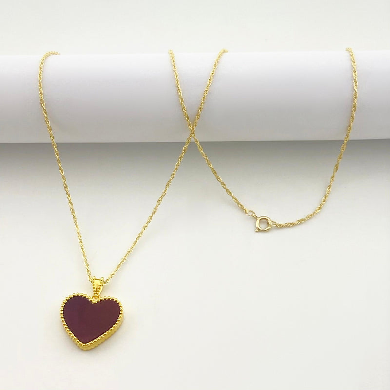 18k Gold Agate Heart Necklace - 18k Gold Necklace - Embellish Gold