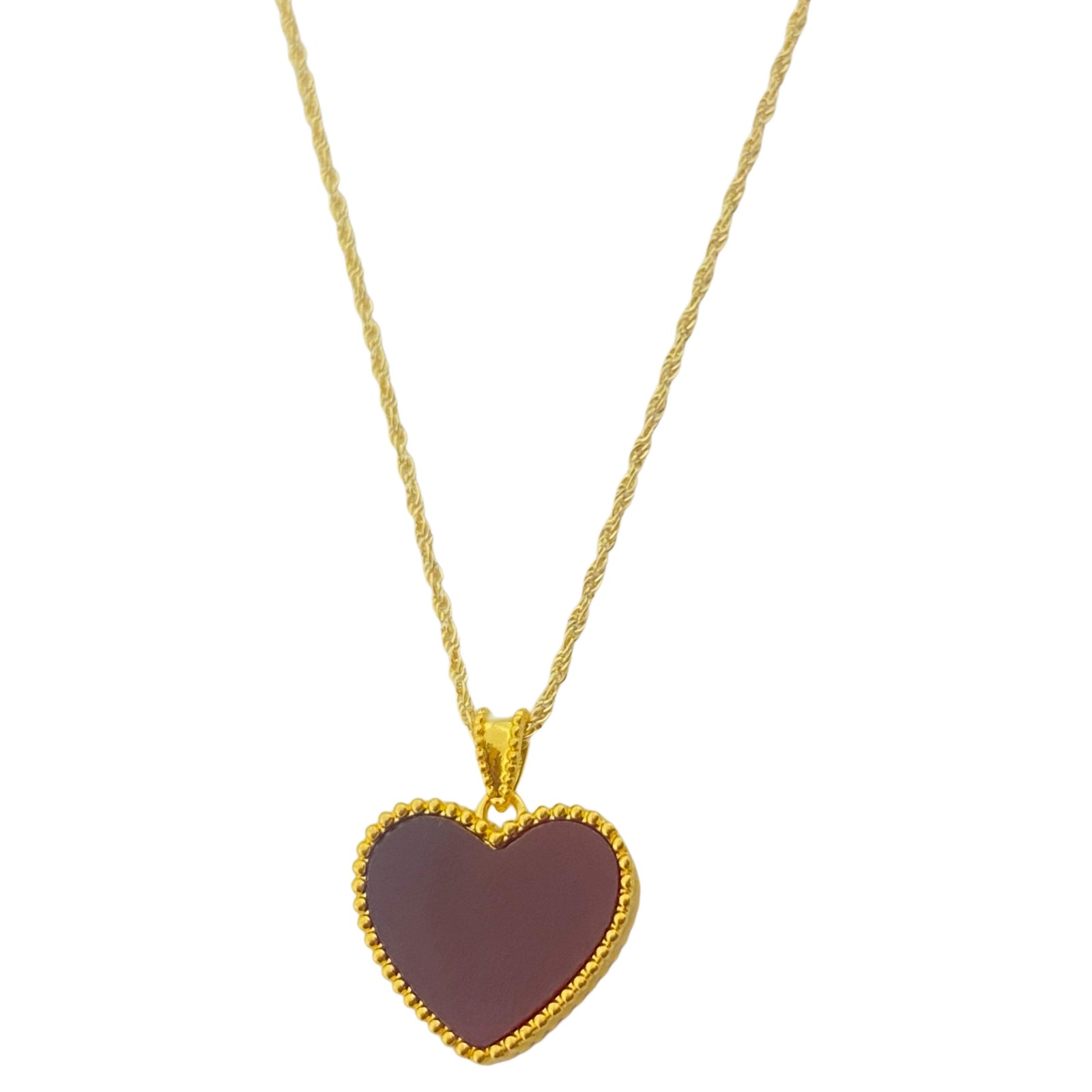 18k Gold Agate Heart Necklace - 18k Gold Necklace - Embellish Gold