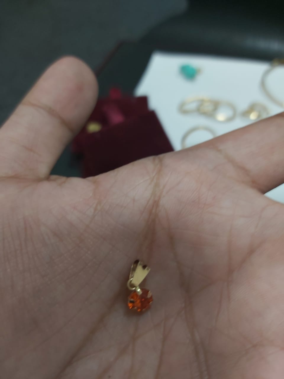 18k Gold Orange Zircon Pendant