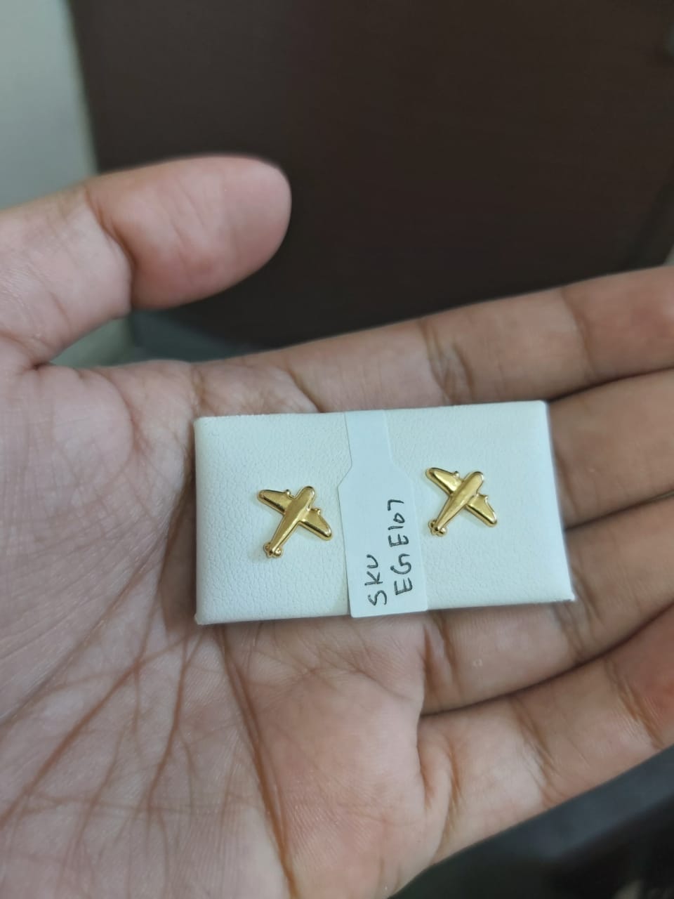 18k Gold Airplane Screw Earrings