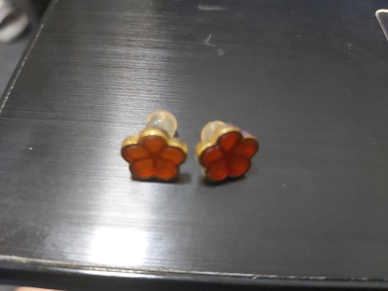 18k Gold Star Colored Earrings