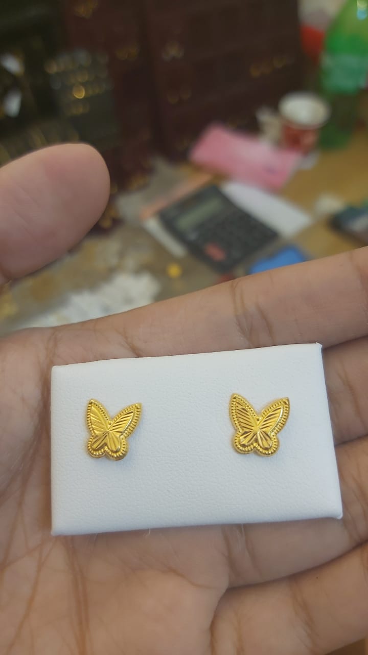 18k Gold Butterfly 2 Screw Earrings