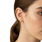 18K Real Gold Hollow Triangle Earrings
