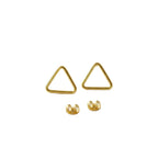 18K Real Gold Hollow Triangle Earrings