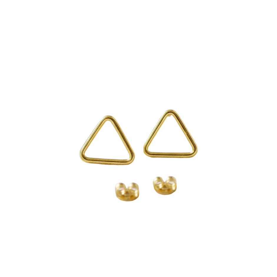 18K Real Gold Hollow Triangle Earrings - 18k Gold Earrings - Embellish Gold