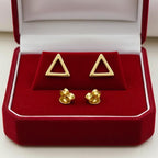 18K Real Gold Hollow Triangle Earrings