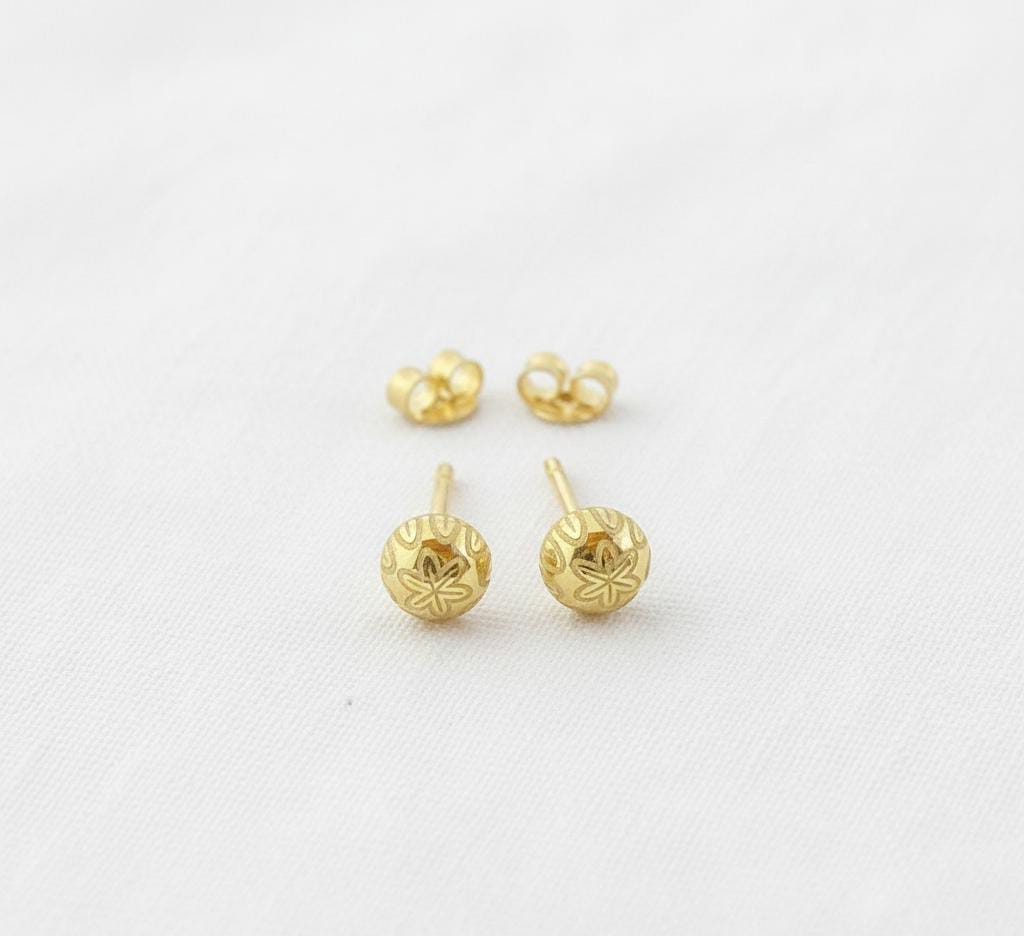 18k Gold Gleaming Ball Earrings