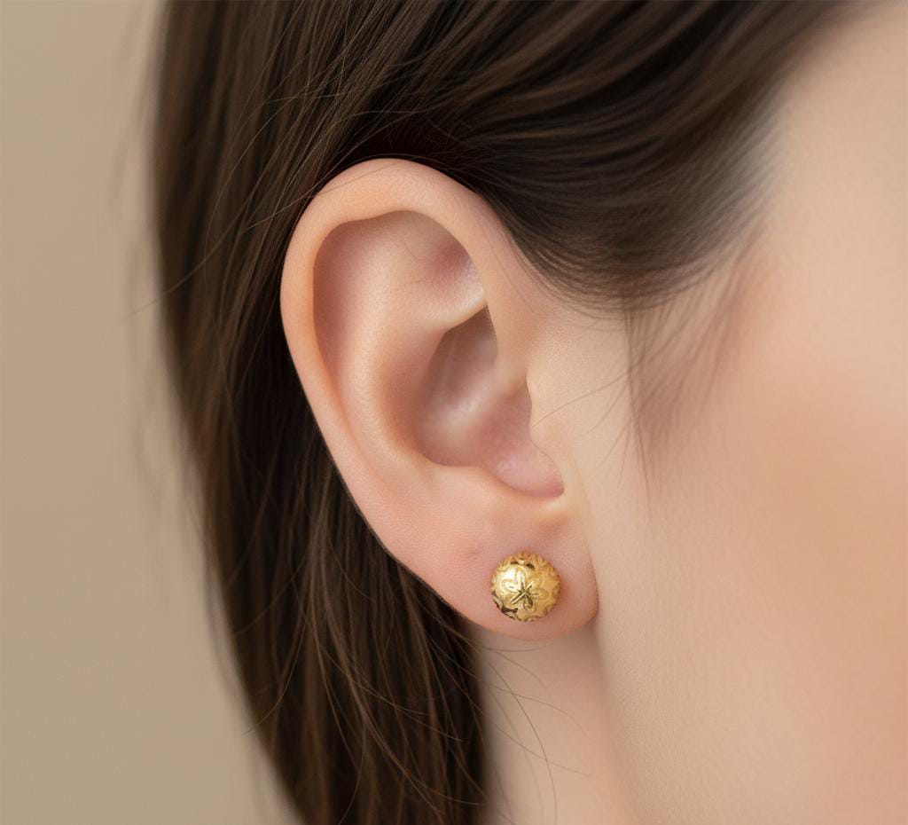 18k Gold Gleaming Ball Earrings
