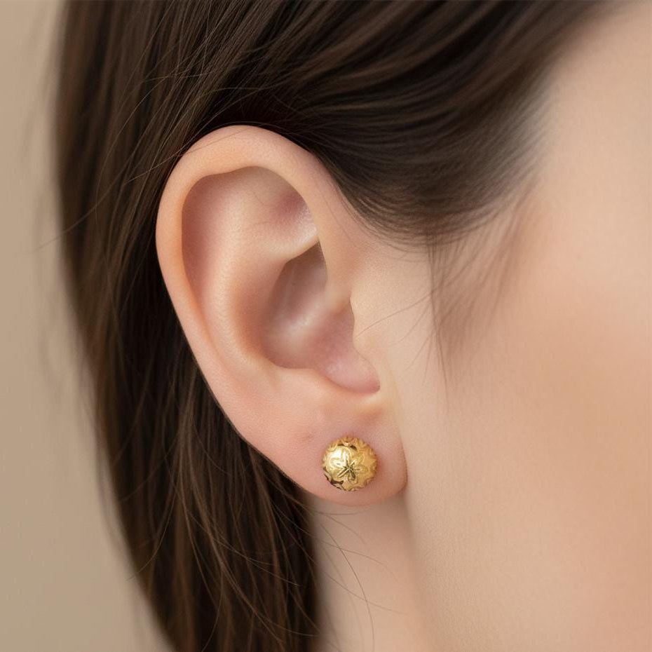 18k Gold Gleaming Ball Earrings - 18k Gold Earrings - Embellish Gold