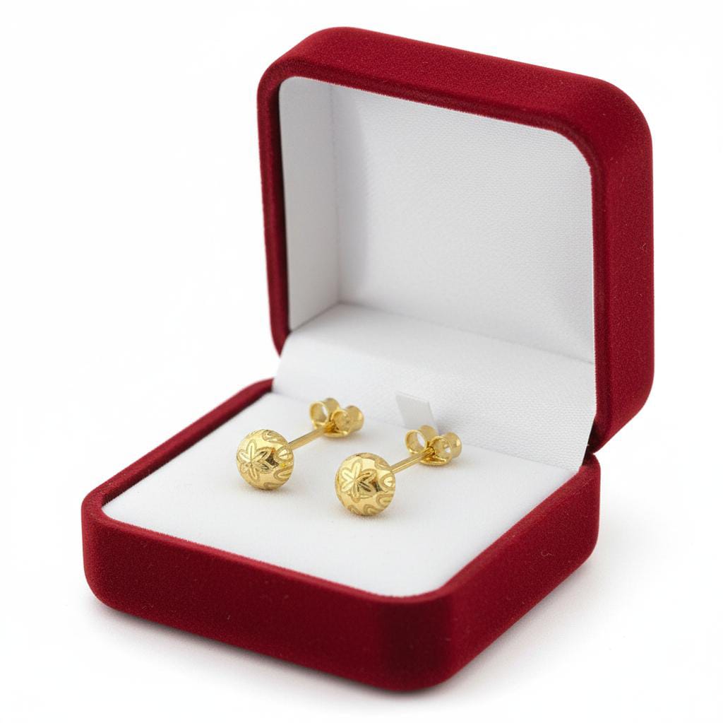 18k Gold Gleaming Ball Earrings - 18k Gold Earrings - Embellish Gold