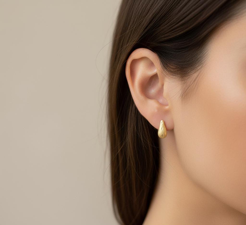 18k Gold Eyedrop Stud Earrings