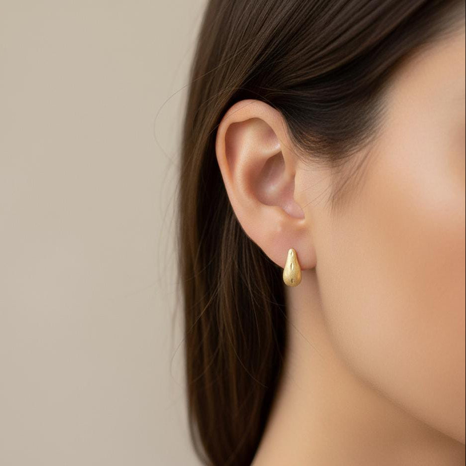 18k Gold Eyedrop Stud Earrings - 18k Gold Earrings - Embellish Gold