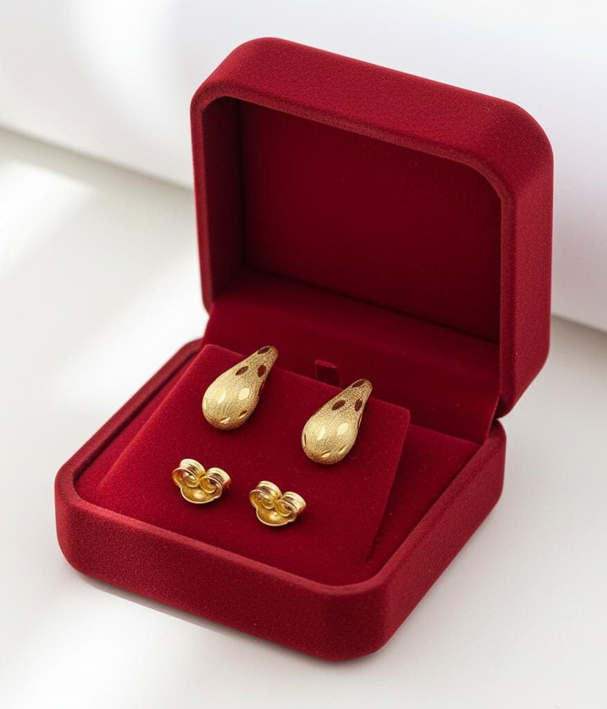 18k Gold Eyedrop Stud Earrings