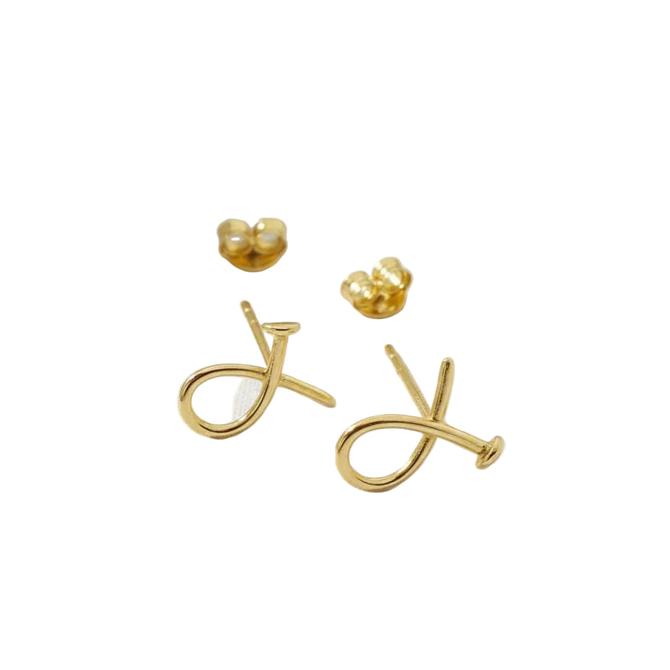 18k Gold Nail Stud Earrings - 18k Gold Earrings - Embellish Gold