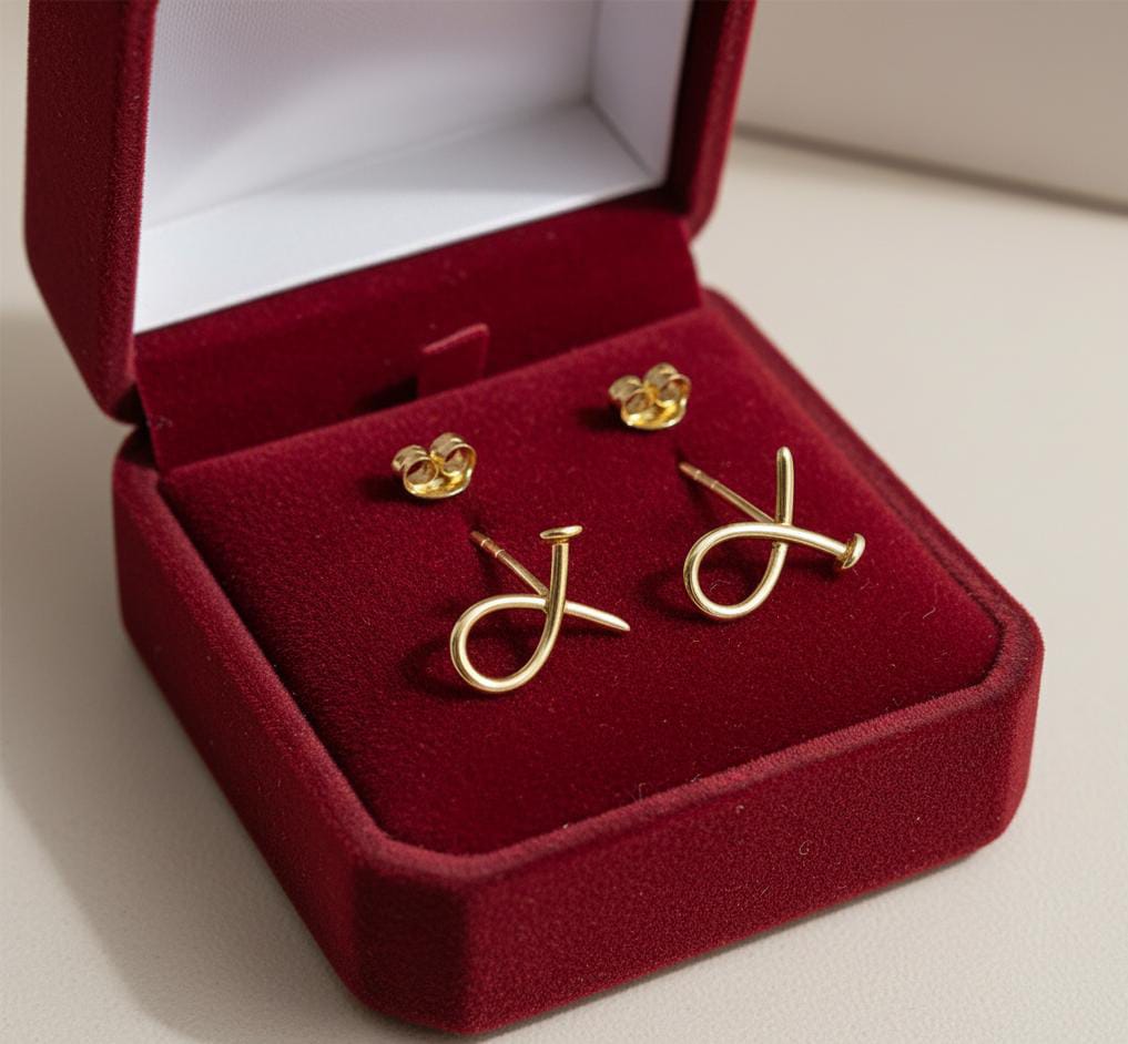 18k Gold Nail Stud Earrings