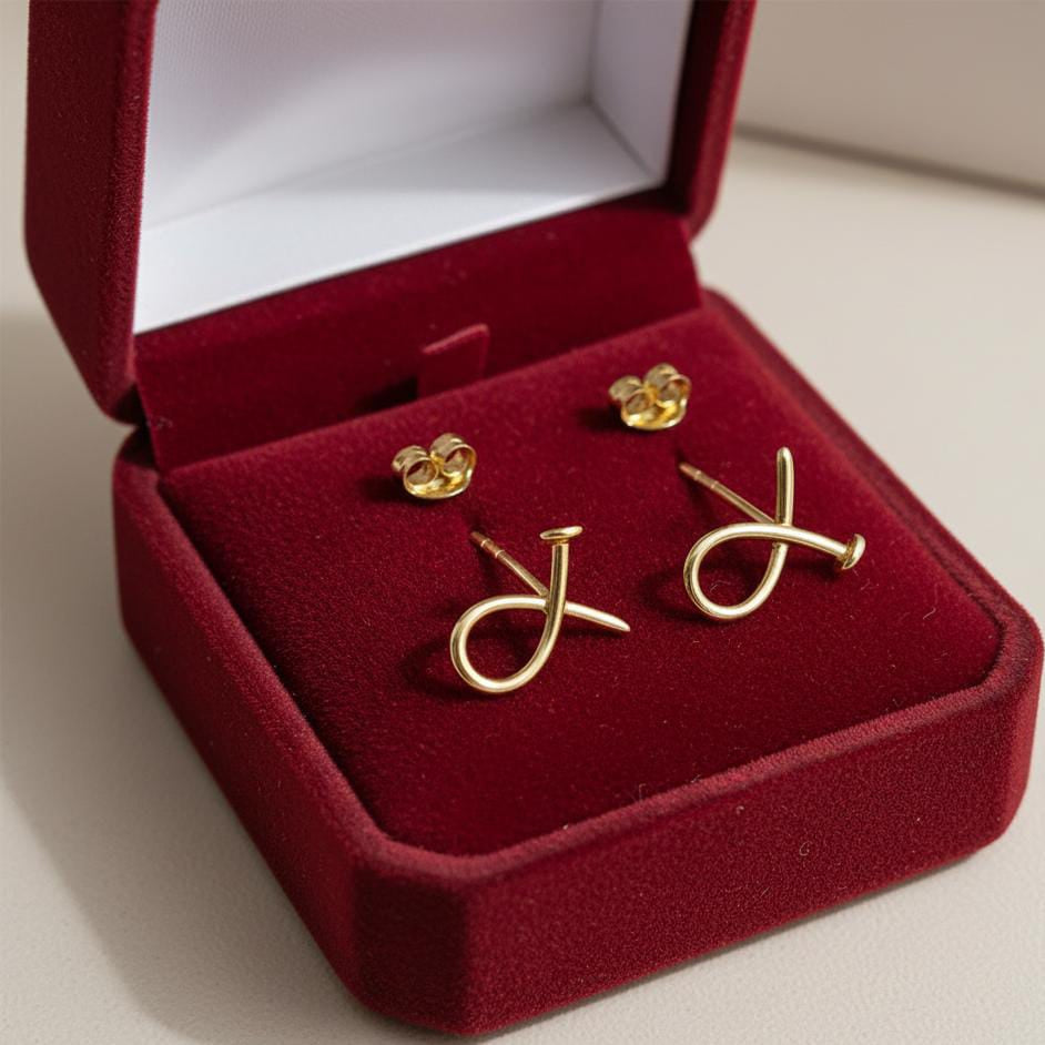 18k Gold Nail Stud Earrings - 18k Gold Earrings - Embellish Gold
