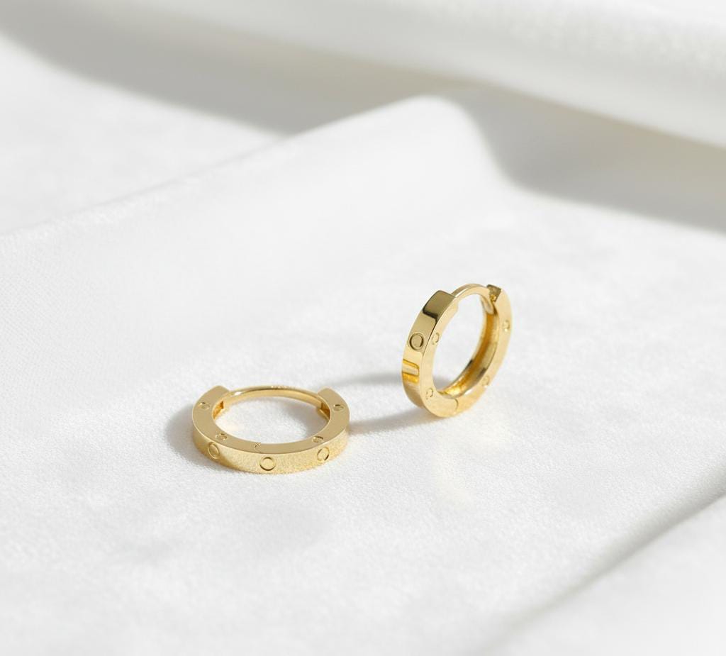 18k Gold Love Huggies Earrings