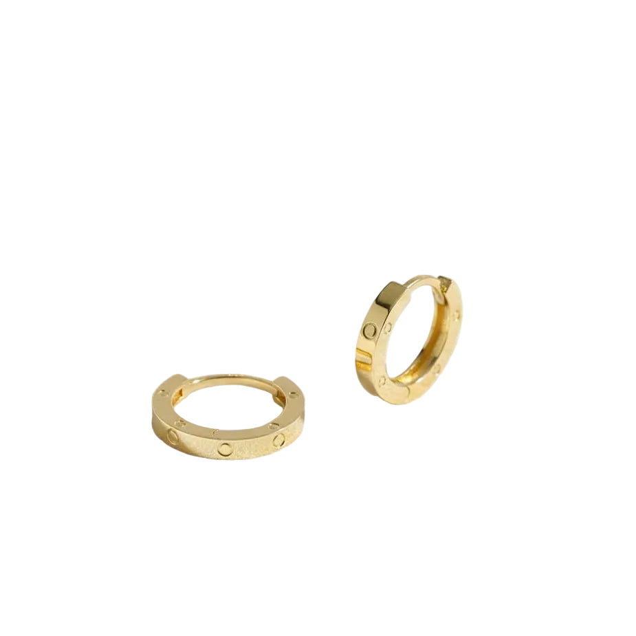 18k Gold Love Huggies Earrings