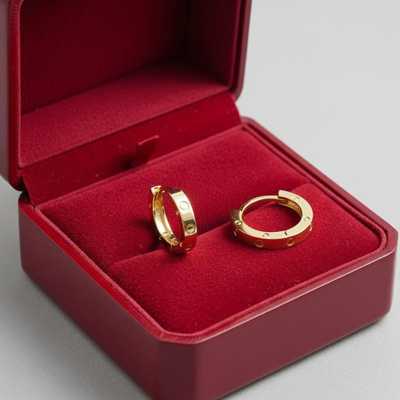 18k Gold Love Huggies Earrings - ad collection - Embellish Gold