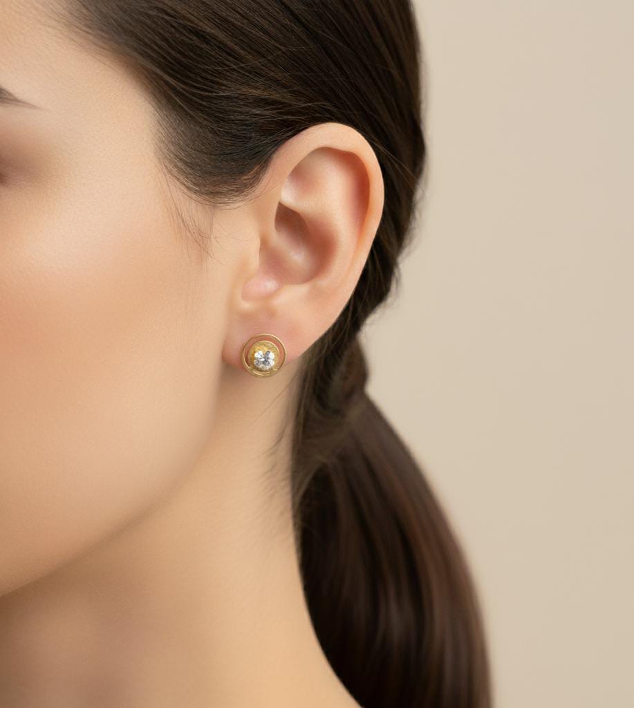 18K Real Gold Lunar Stone Moon Earrings