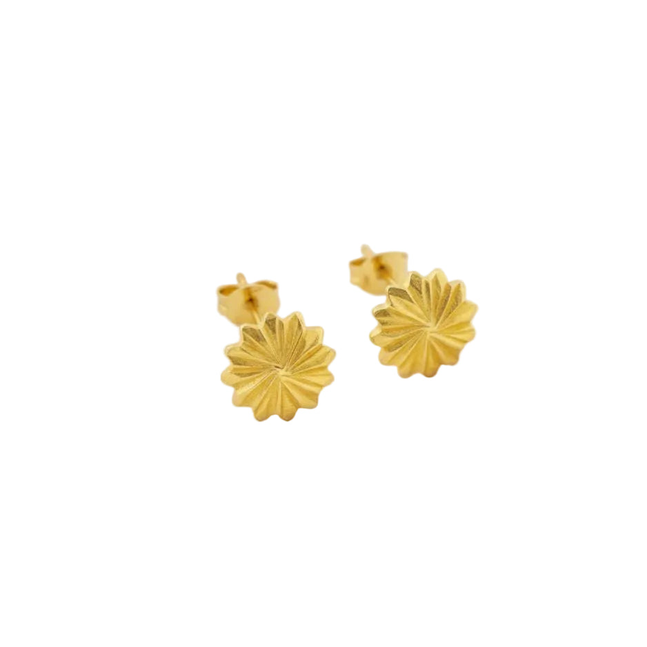 18K Real Gold Spiked Flower Earrings - 18k Gold Earrings - Embellish Gold
