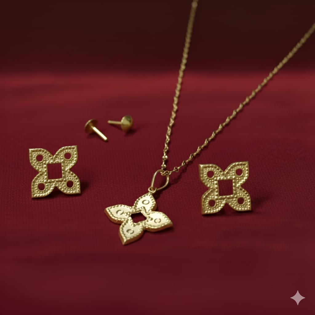 18k Gold Shuriken Inspired Jewelry Set