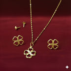 18k Gold 4 Hearts Clove Jewelry Set