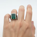 925 Silver Maze Green Stone RIng