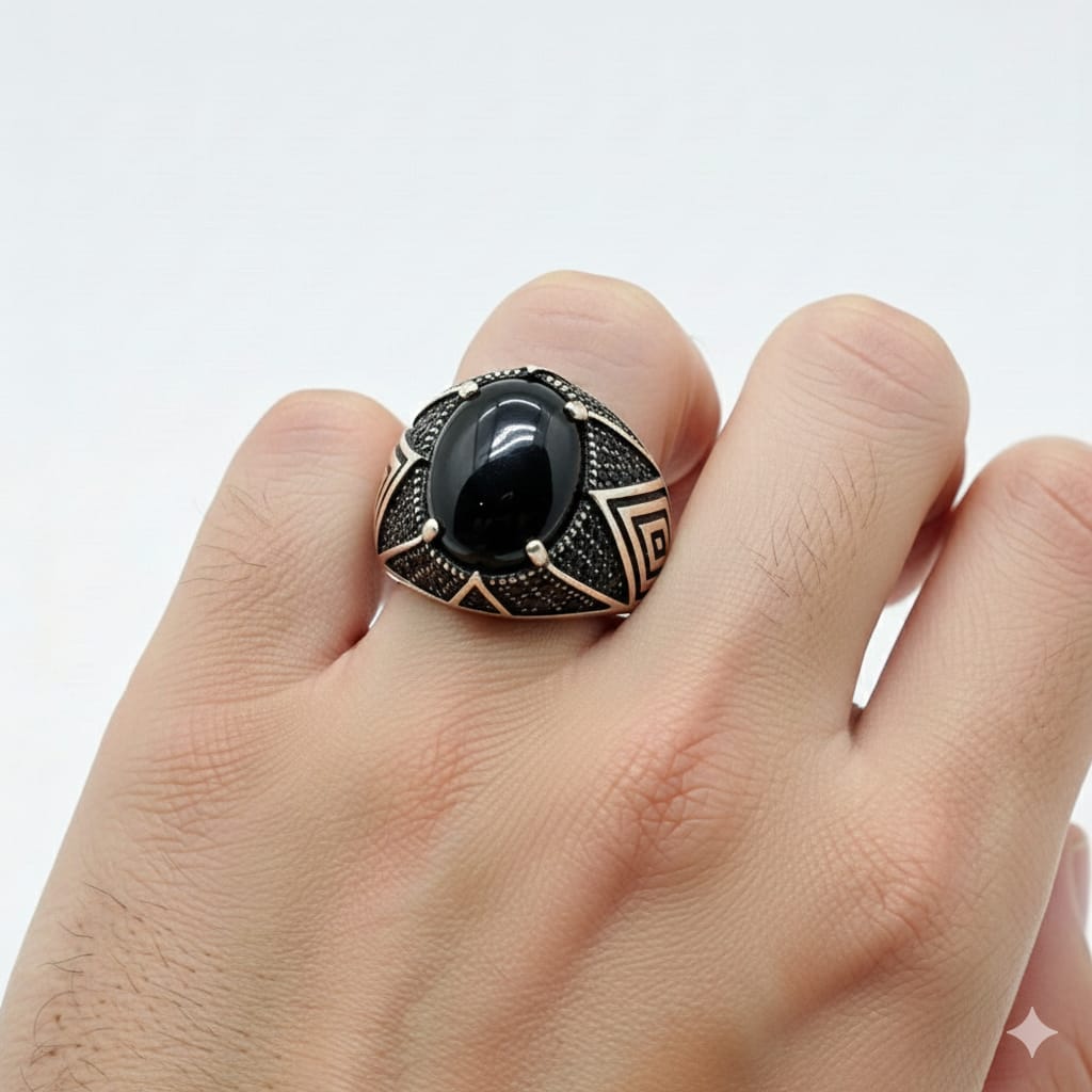 925 Silver Oval Onyx Stone Ring