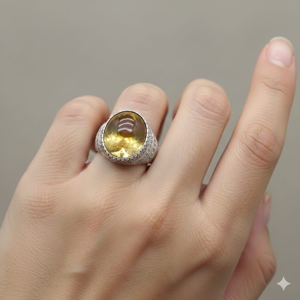 925 Silver Dia Yellow Stone RIng - New Launch - Embellish Gold Jewelry & Diamond