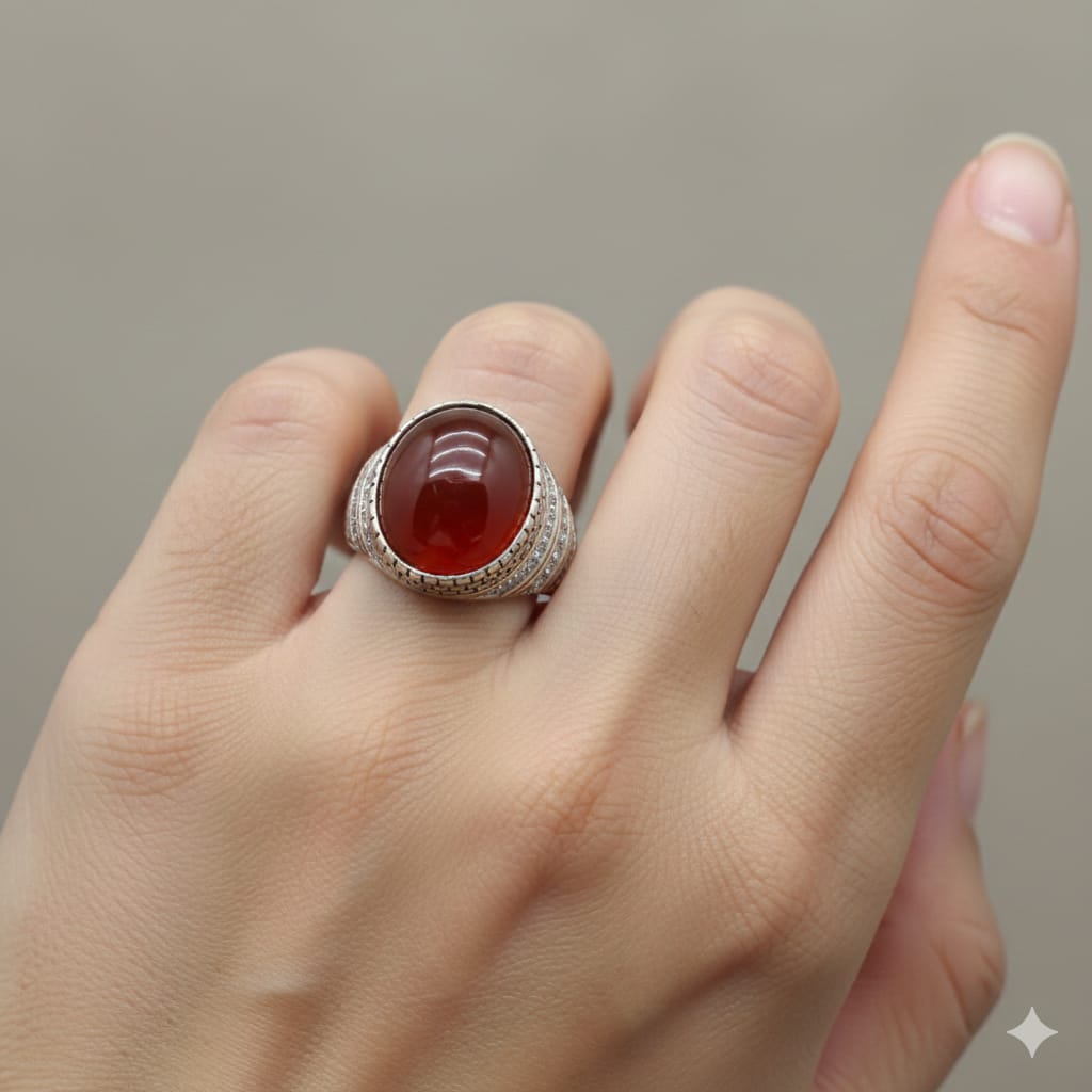 925 Silver Dia Red Stone Ring 1