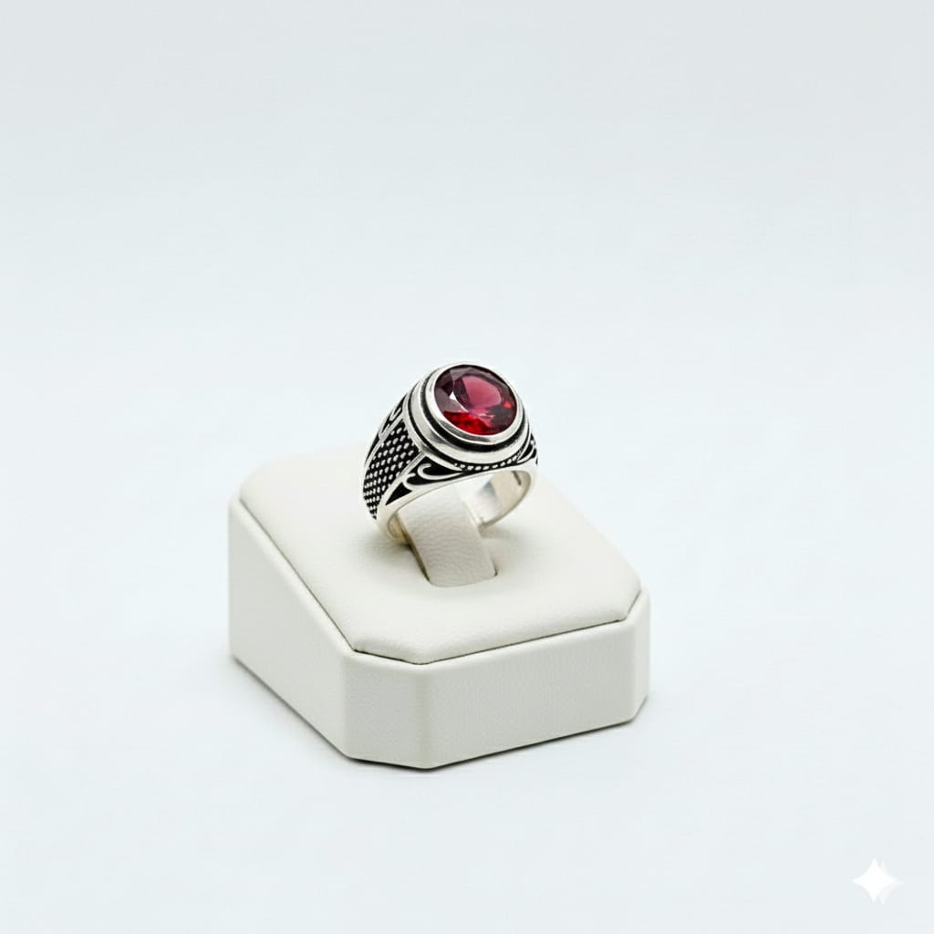 925 Silver Shaded Ruby Stone Ring