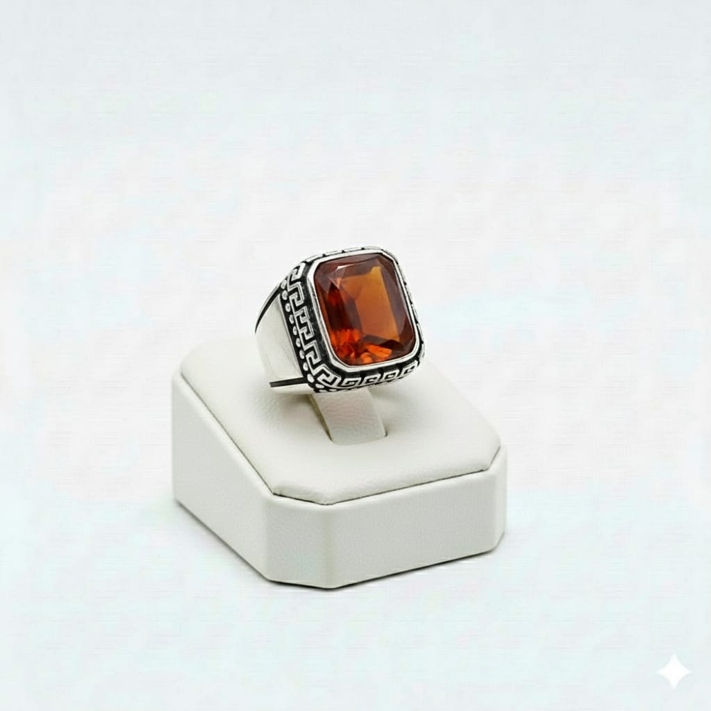 925 Silver Plain Ruby Stone Ring