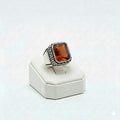 925 Sterling Silver Plain Red Stone Ring