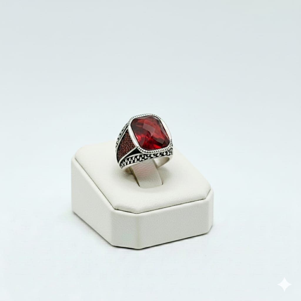 925 Silver Sterling Ruby Stone Ring