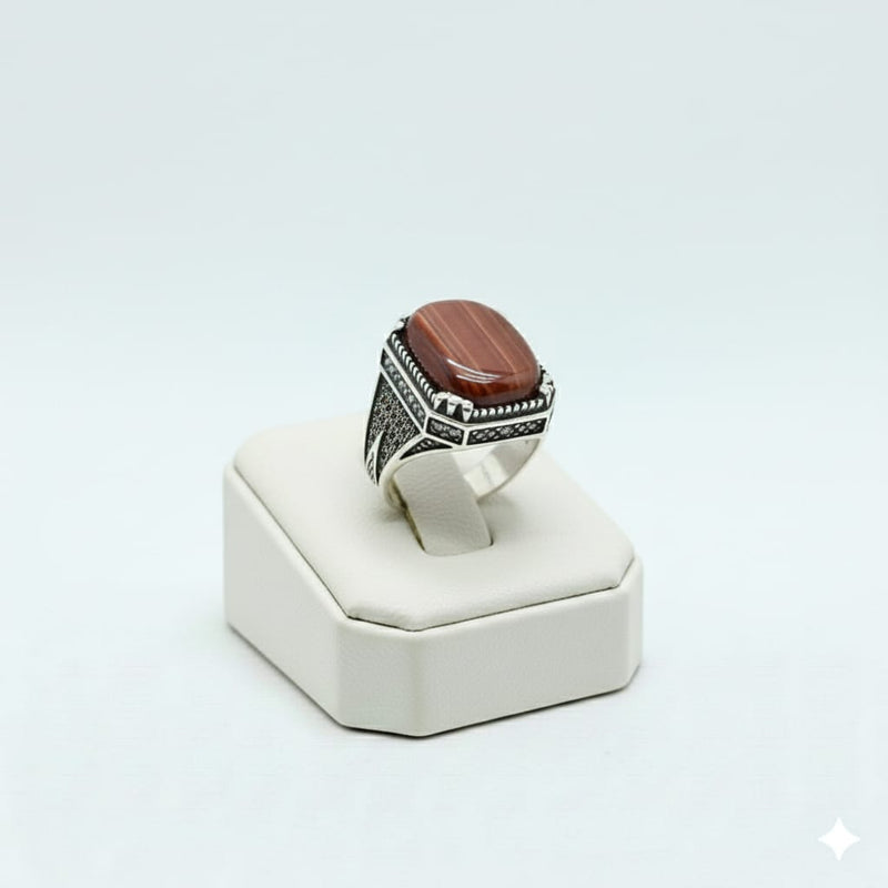 925 Silver Shaded Red Stone Ring - Silver Rings For Men - Embellish Gold Jewelry & Diamond