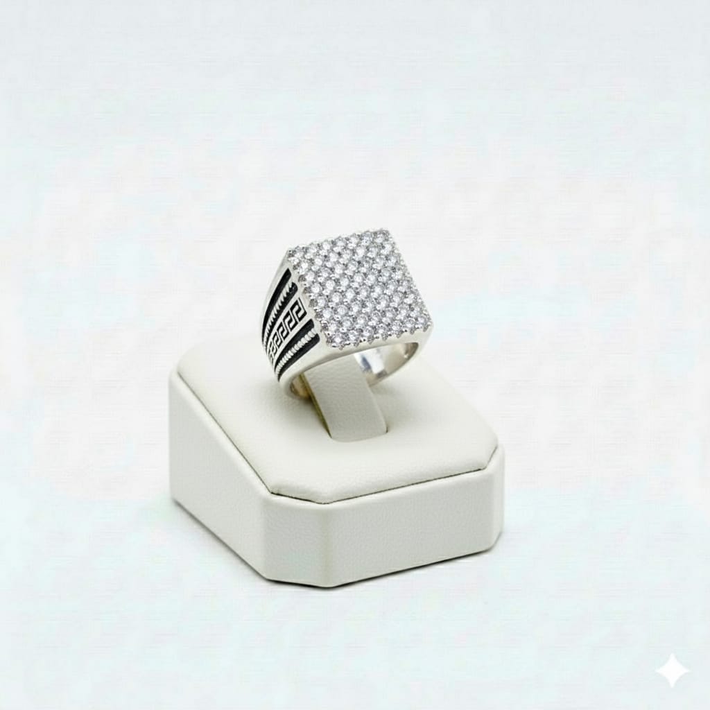 925 Silver Line Dia Stone Ring